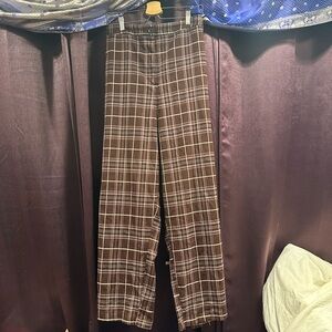 ASOS DESIGN Curve tailored relaxed straight leg pants in burgundy plaid